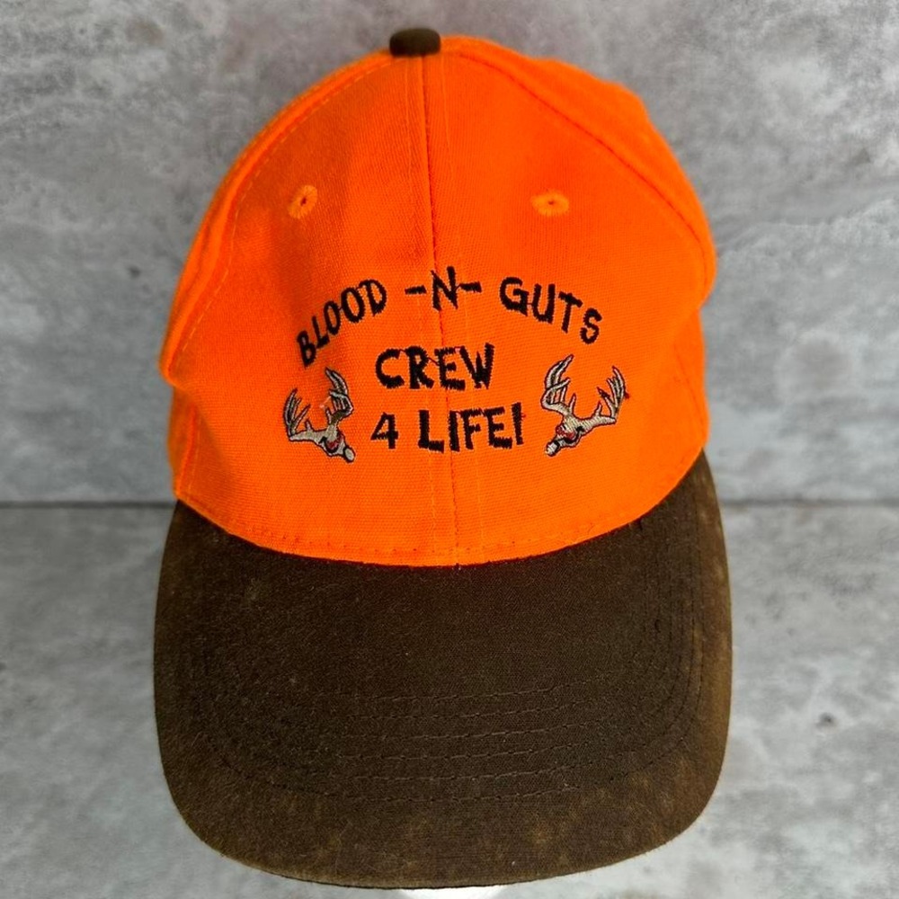 Blood N Guts‎ Orange and brown Hat With Adjustable Velcro strap